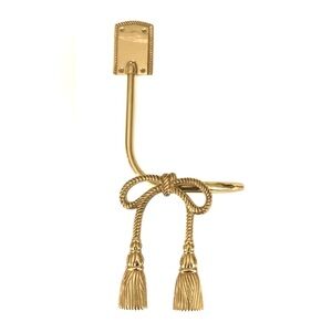 Single Vintage Brass Bow Tassel Curtain Holdback
 in style of Dorothy Draper